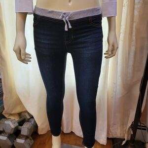 Women's Dark Blue Jeans with Gray Waistband
